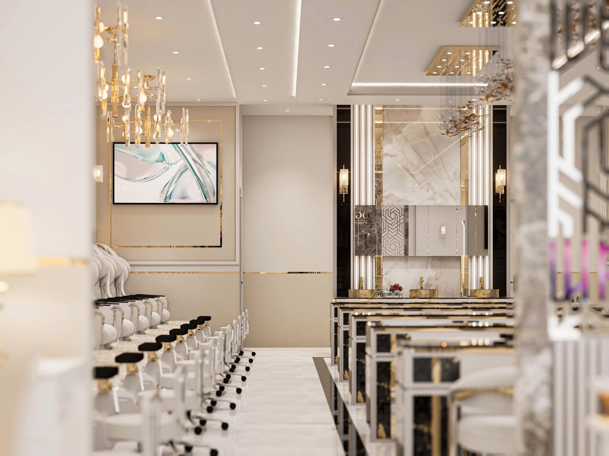 Glo Nail Spa luxury interior showcasing elegant nail salon design