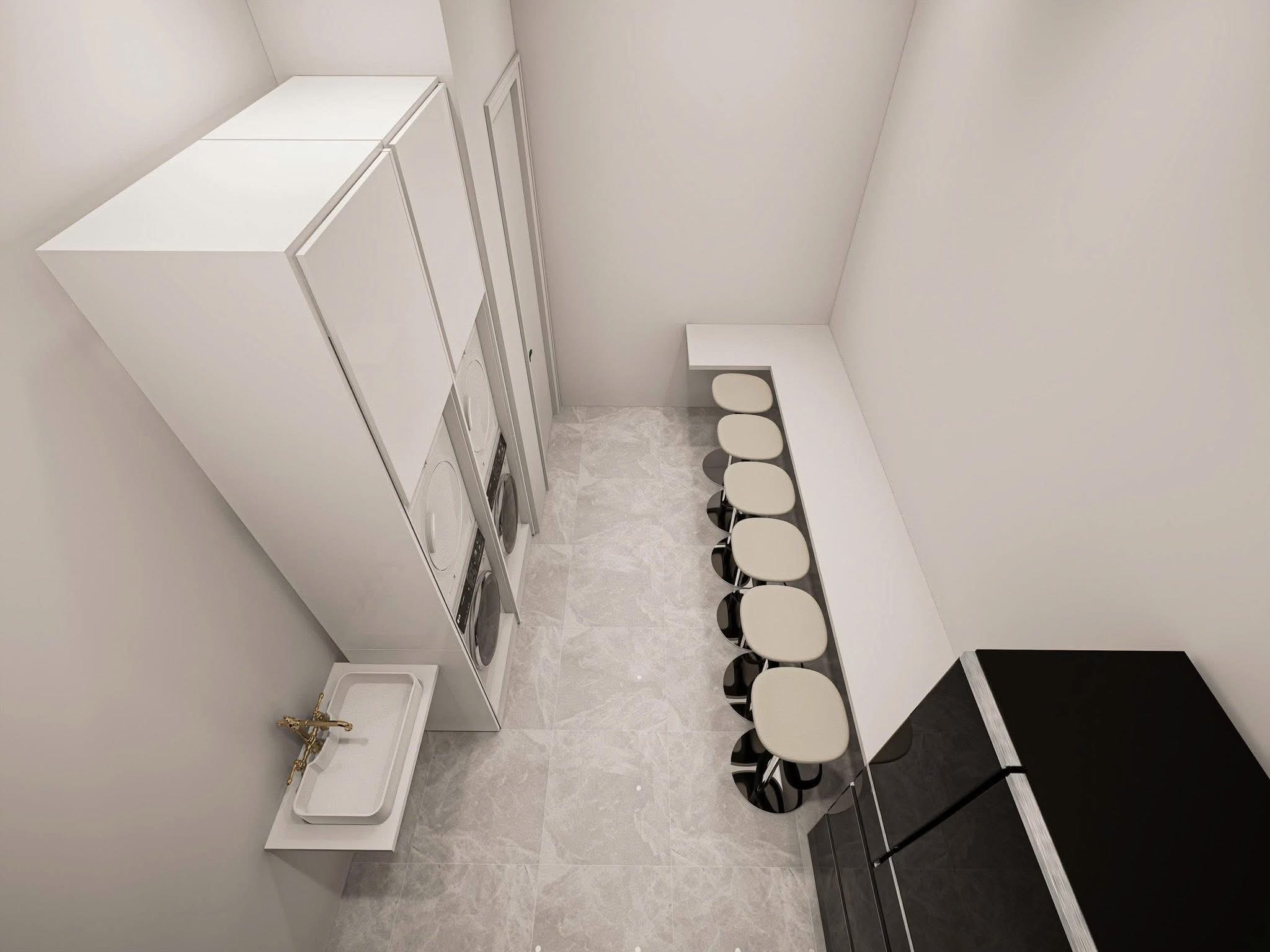 Manicure stations with marble countertops