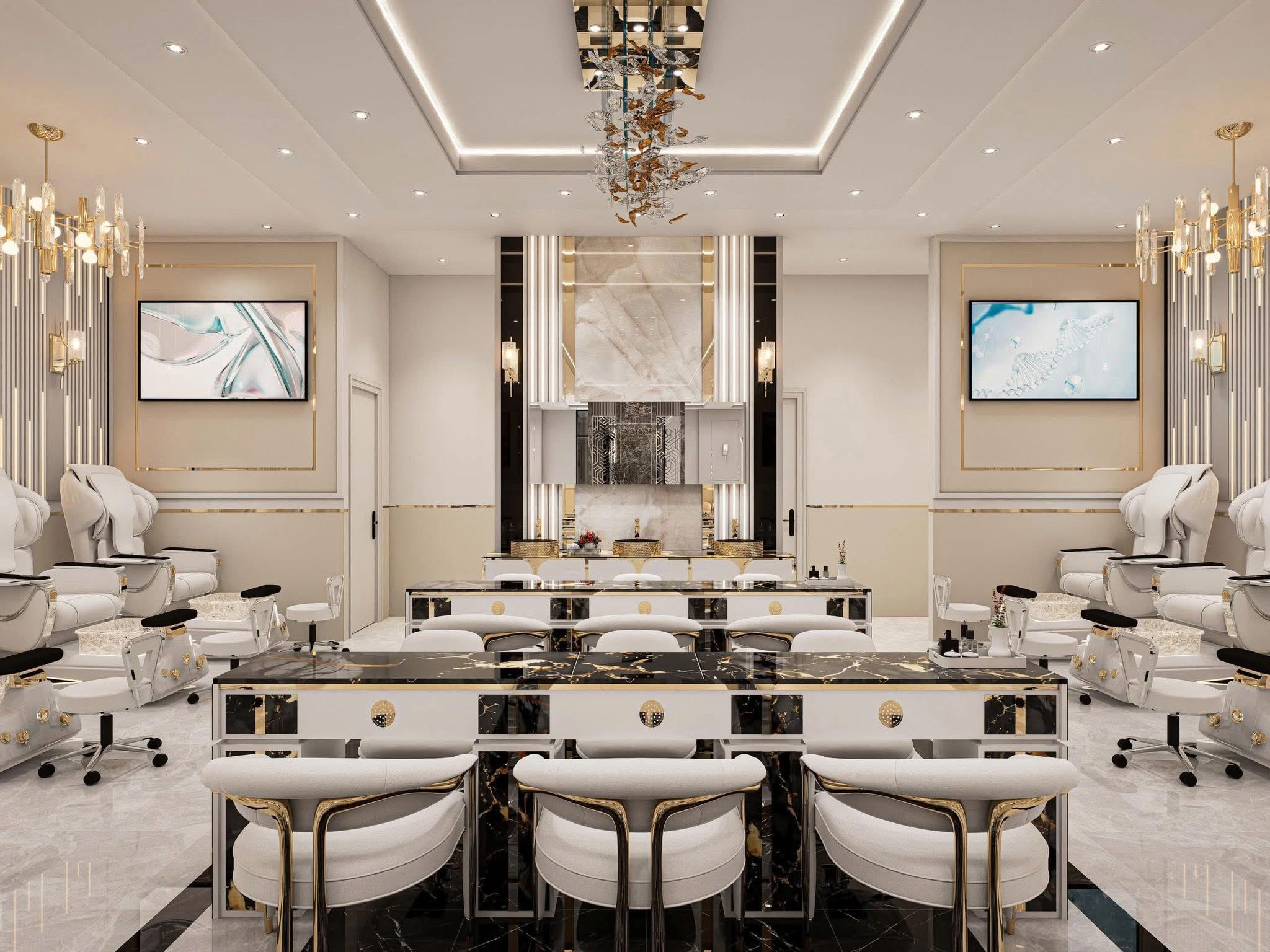 Grand entrance hallway with marble columns