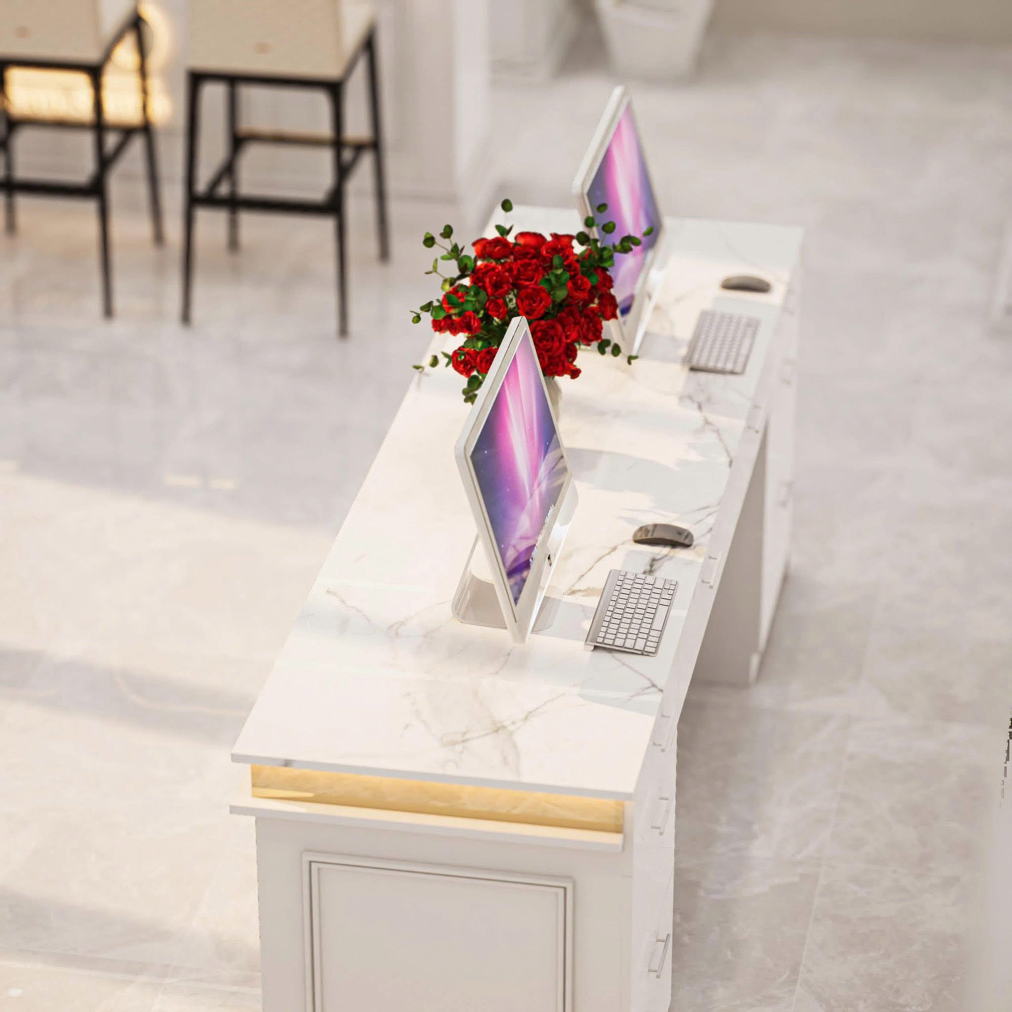 Close-up of luxury nail station setup