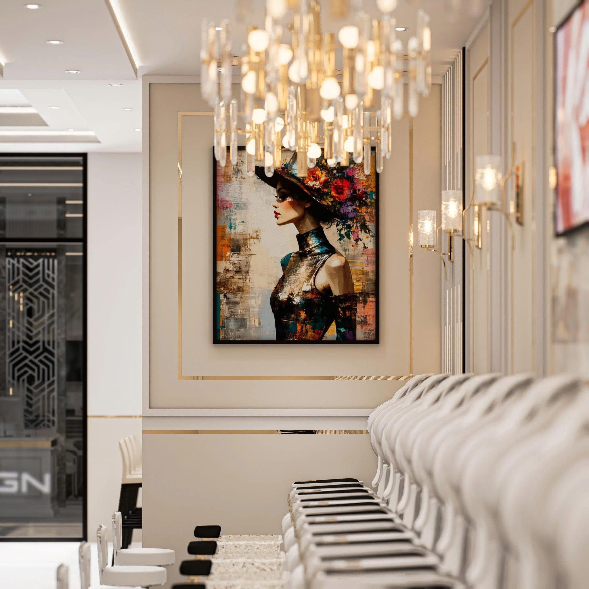 Art deco wall details and sconce lighting